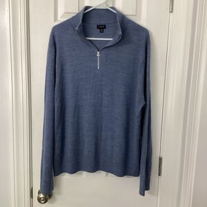 J.Crew Men’s Blue 1/4 Zip Sweater XL Merino Wool Blend
